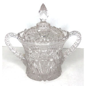 EAPG Pressed Glass Antique Cracker Biscuit Jar With Lid Imperial Forks From 1909